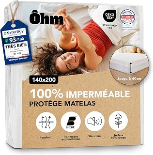 Ôhm Mattress Protector 140 x 200 cm Waterproof Cotton Anti-Dust Mite