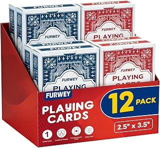 Playing Cards 12 Pack,Poker Size Standard Index,Large Digital Printing | for Blackjack,Euchre,Canasta Card Game,Casino Grade Poker Cards（Red/Blue)