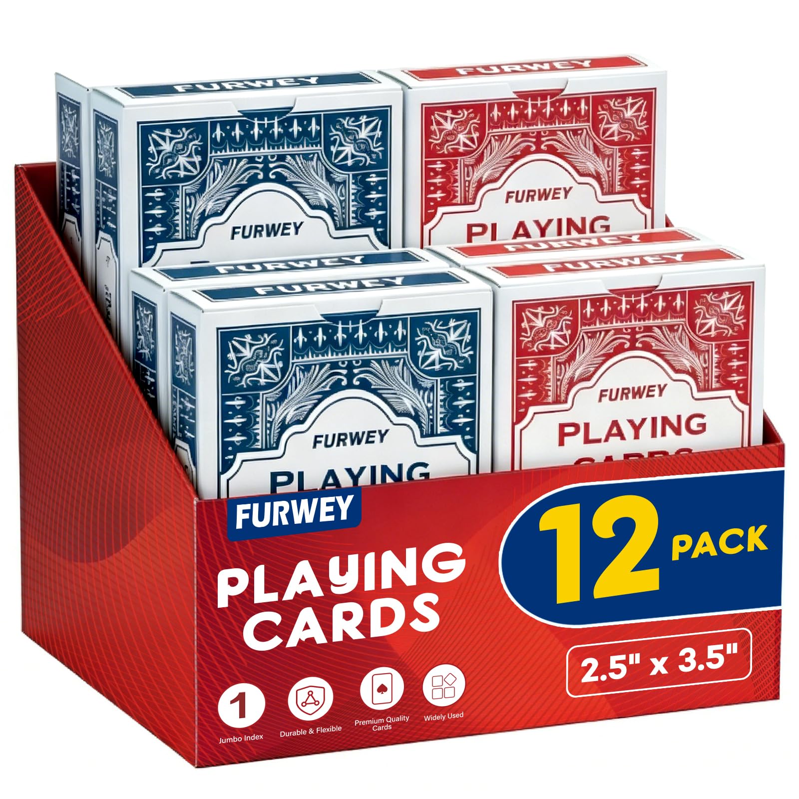 Playing Cards 12 Pack,Poker Size Standard Index,Large Digital Printing | for Bla