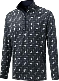 M MAELREG Quarter Zip Golf Pullover Men Dry Fit Long Sleeve Performance Wicking 1/4 Zip Full Print Pullover Mens Sweatshirt