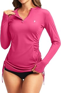 Soothfeel レディース 長袖 UV 日焼け防止 ラッシュガード シャツ UPF 50+ スイムシャツ スイムスーツ トップス 女性用 ジップポケット付き