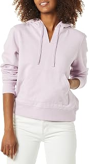 Amazon Essentials Womens Classic Fit Long Sleeve Open V-Neck Hooded Sweatshirt