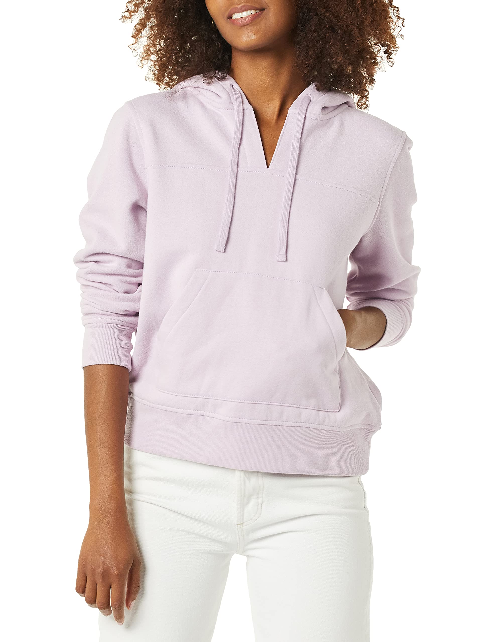 Amazon Essentials Womens Classic Fit Long Sleeve Open V-Neck Hooded Sweatshirt