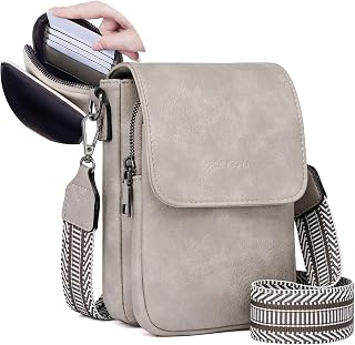 POIUGOYA Small Crossbody Bags for Women Trendy, Leather Triple Compartment Cell Phone Crossbody Wallet Purses with Card Slots