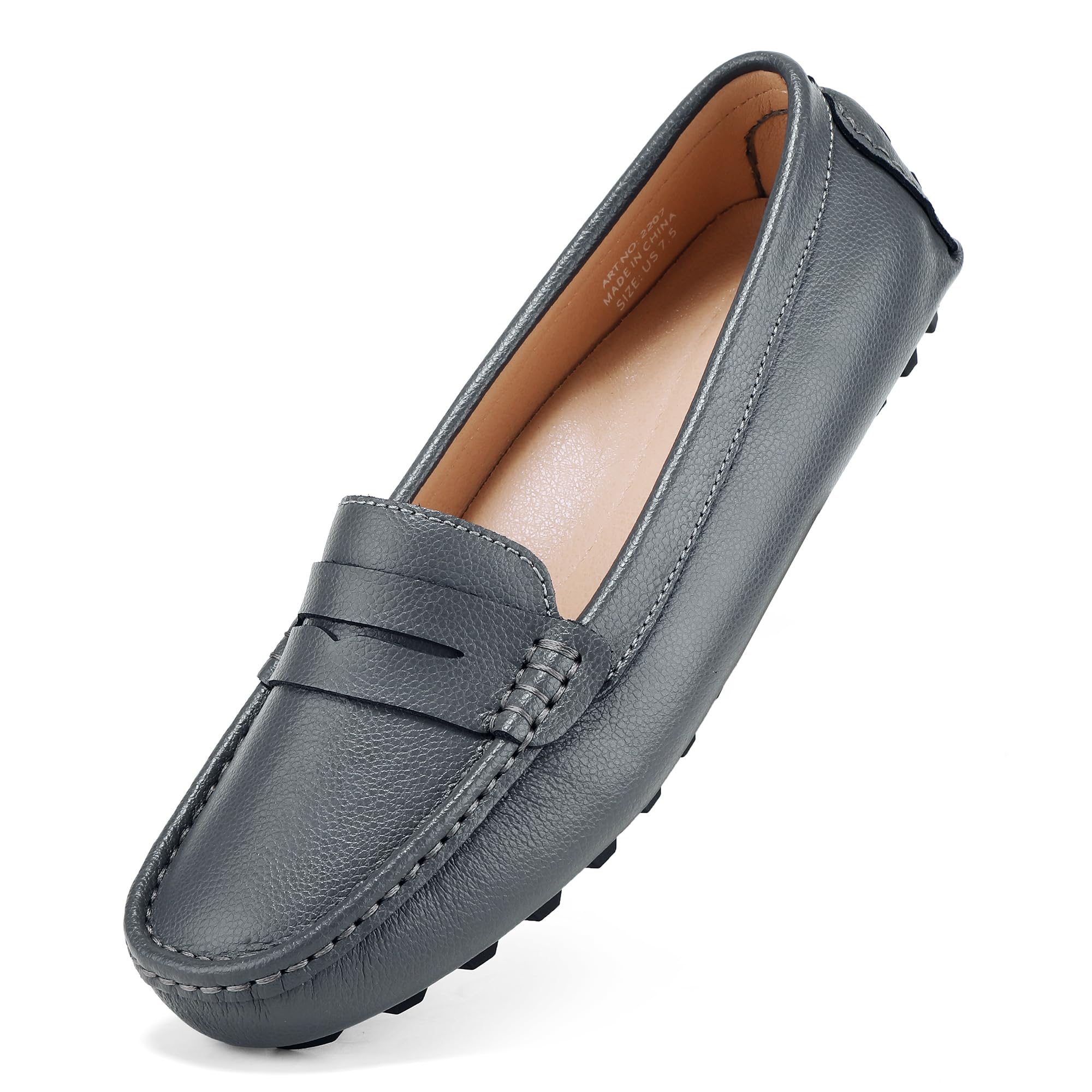 BEAUSEEN Women's Genuine Leather Penny Loafers Classic Driving Moccasins Casual 