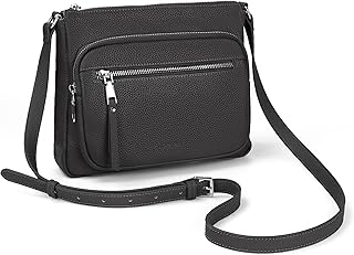 befen Genuine Leather Crossbody Bags for Women Medium Size RFID Blocking Leather Handbag for Women with Multiple Zipper Pockets