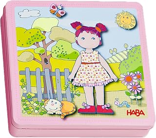 HABA Dress-up Doll Lilli in Tin Magnetic Travel Box - 54 Magnet Pieces and 4 Backgrounds