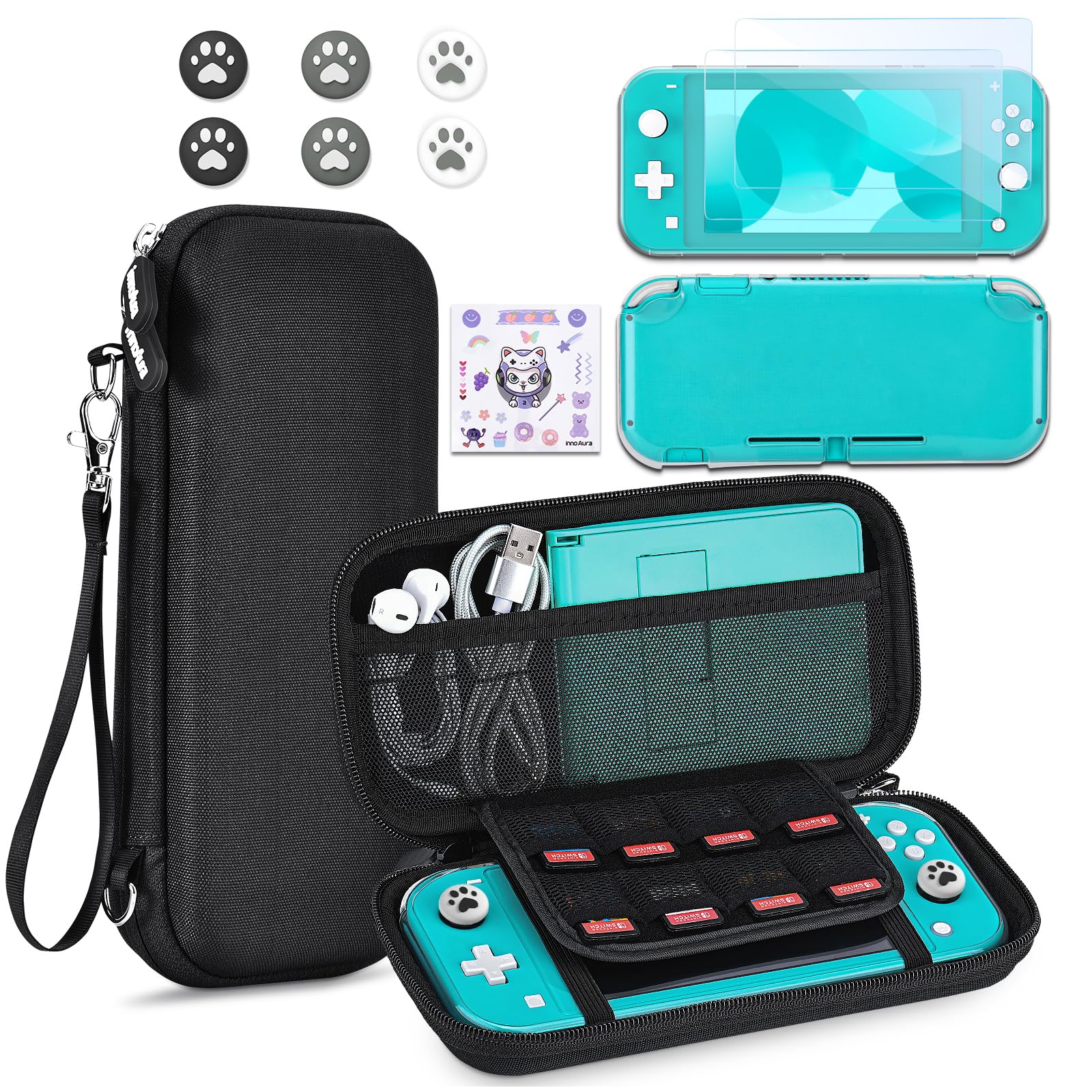 innoAura Switch Lite Case 12-in-1 Accessories Bundle for NS Switch Lite (2019), 