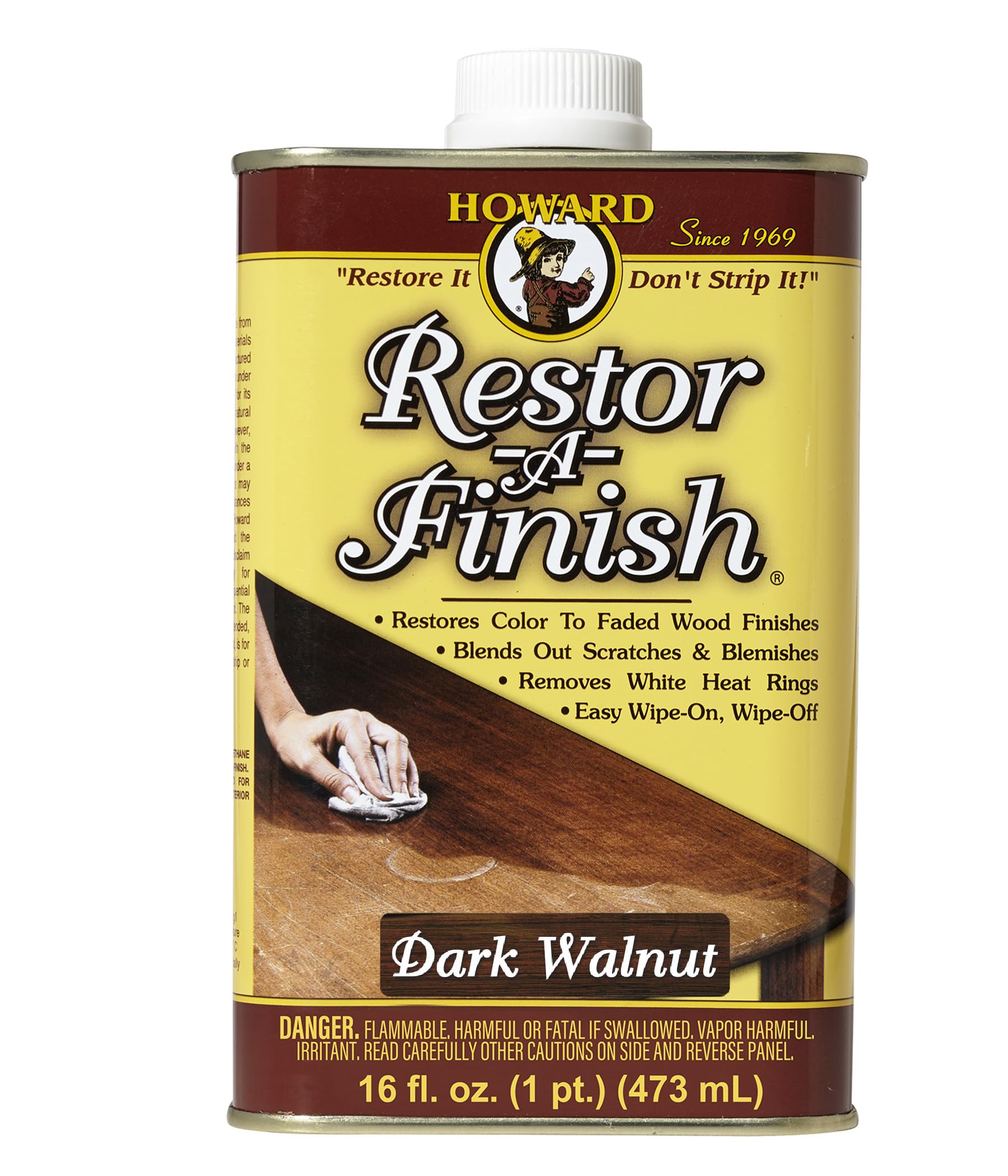 Howard Restor-A-Finish, 16 Fl oz, Dark Walnut | Restore Wood Finishes, Repair Sc