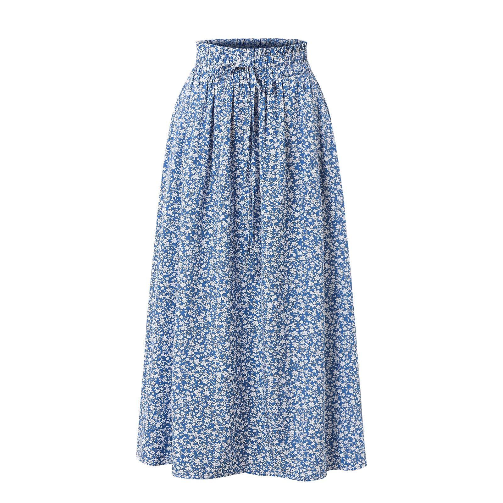 Women's Elastic Waist Skirt Floral Casual Skirt with Pockets in Spring Summer an