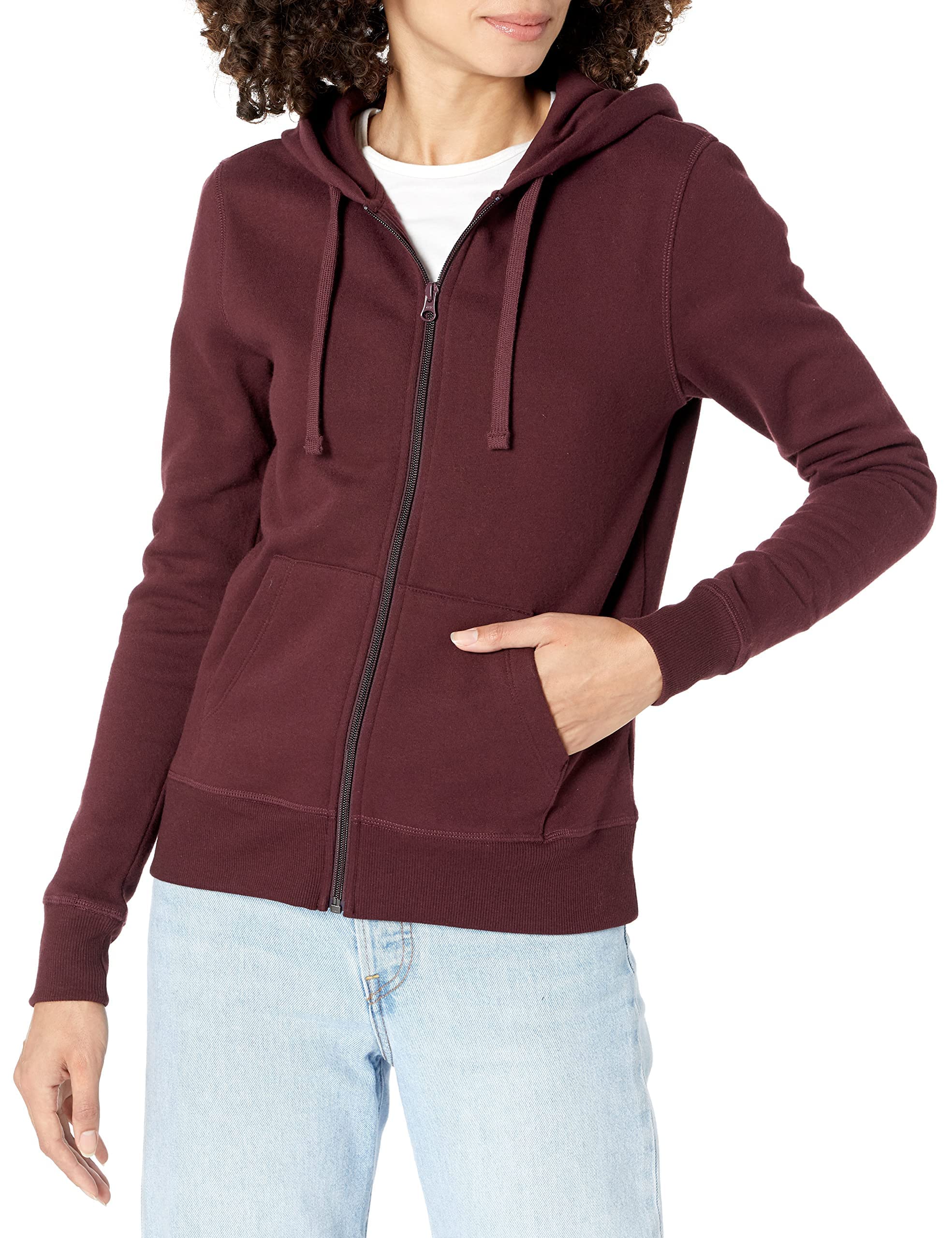 Amazon Essentials Women's Midweight Fleece Full-Zip Hoodie with Drawstring (Avai