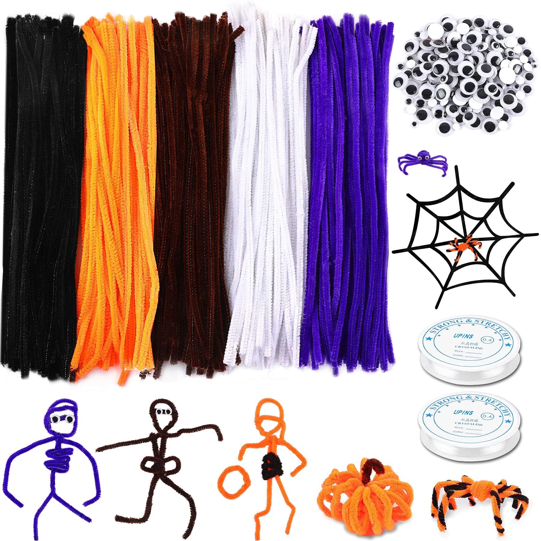 UPINS 550pcs Halloween Cleaners Craft Supplies for DIY Handmade