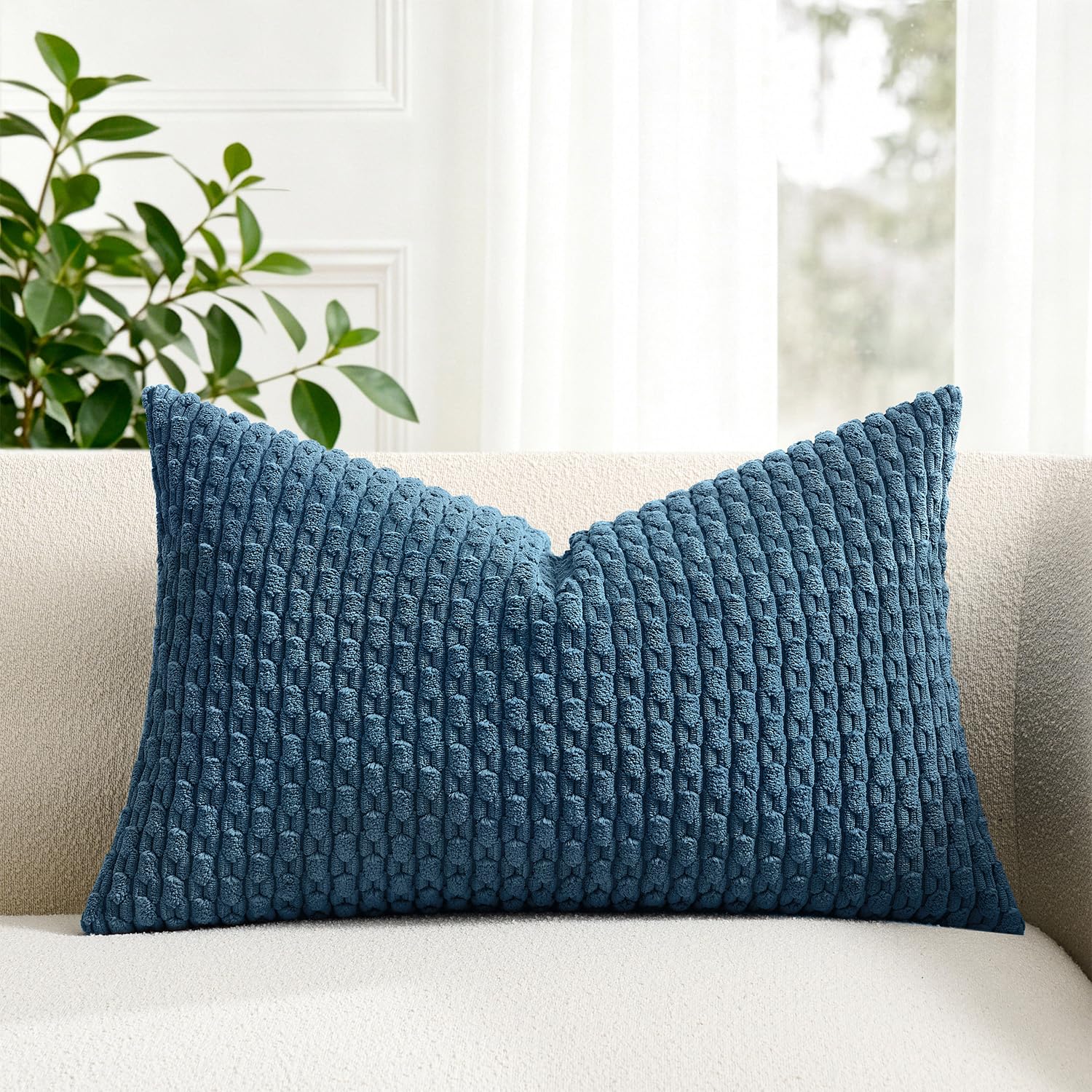 Kevin Textile 12x20 Inch Pillow Cover 1 Pack Boho Decorative Soft Striped Cordur