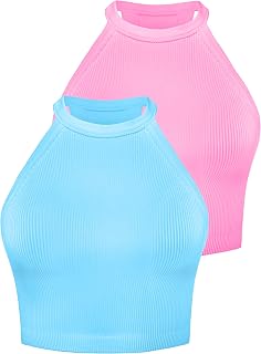 Sunzel Women's Sleeveless Ribbed Mock Neck Seamless Tank Top