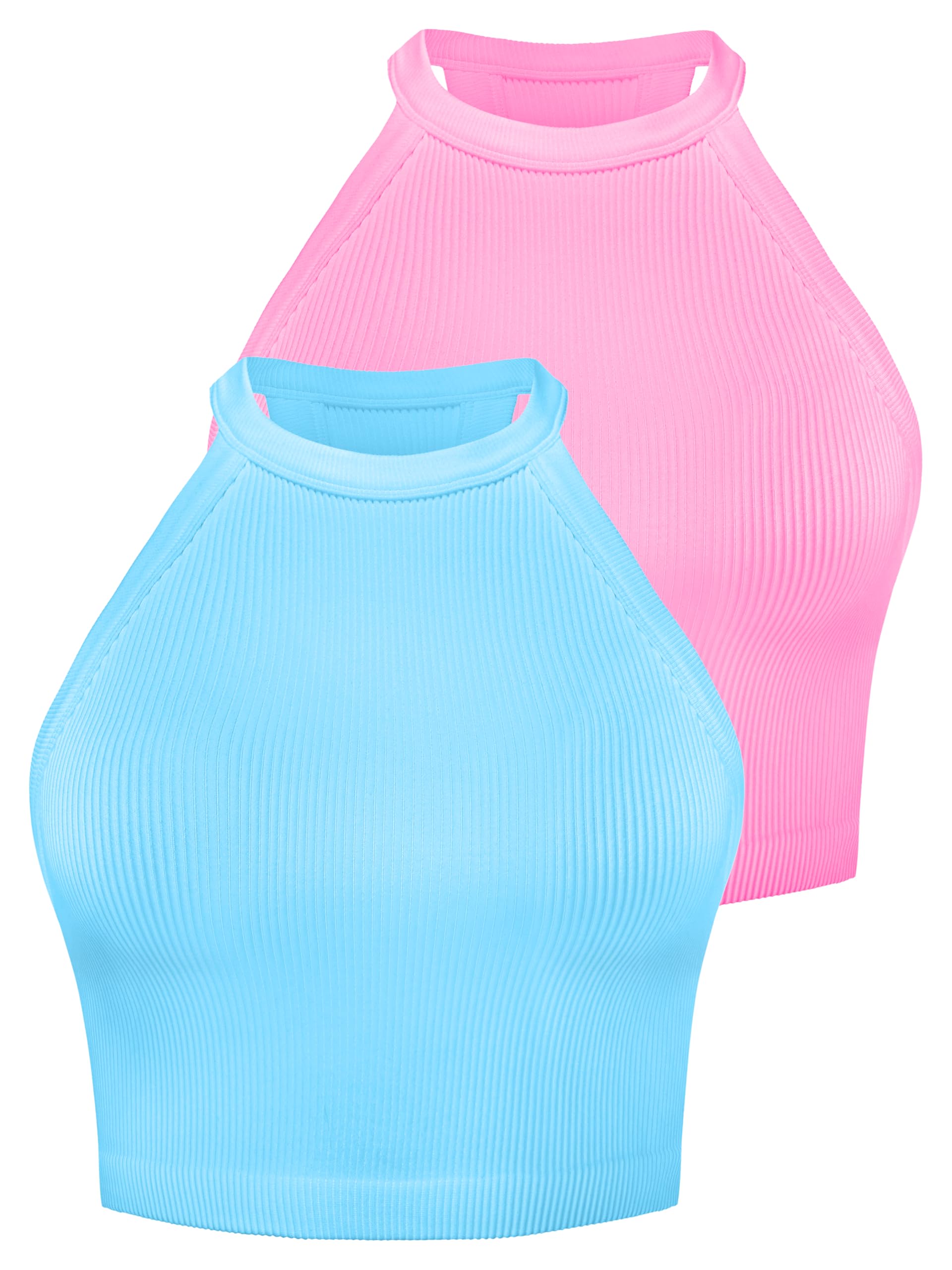 Sunzel Women's Sleeveless Ribbed Mock Neck Seamless Tank Top
