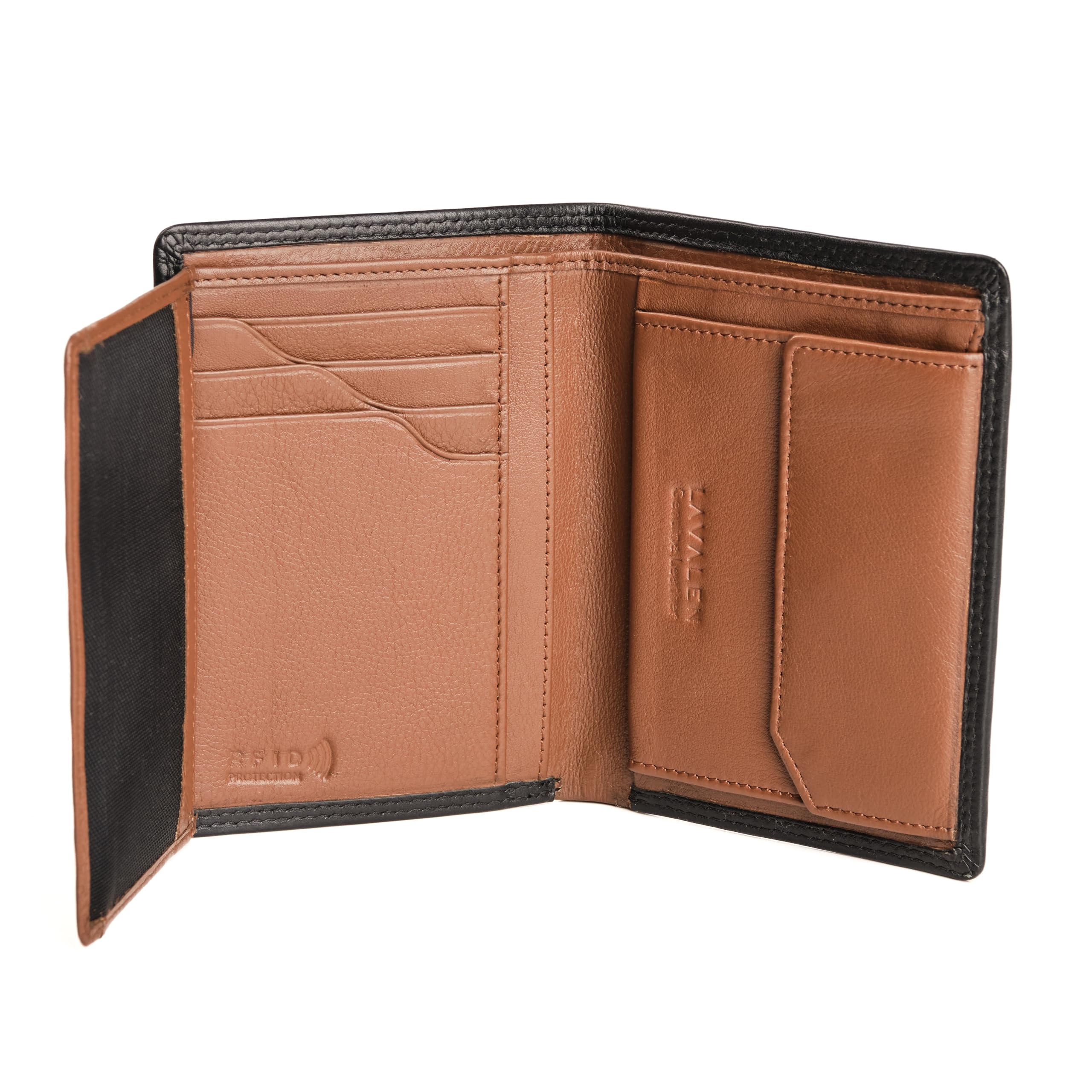 Mens Leather Wallet with RFID Protection – Slim Leather Wallet for Men with Coin