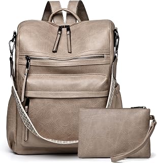Dora & Liz Women Backpack Purse Leather Backpack Purse for Women Travel Fashion Backpack Designer Ladies Shoulder Bags Apricot Medium Fashion Women Backpack
