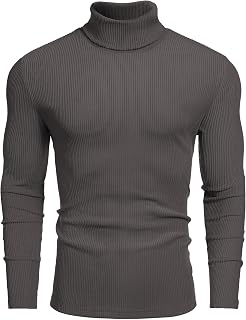 COOFANDY Men's Ribbed Turtleneck Sweater Casual Basic Long Sleeve Knitted Pullover Sweater