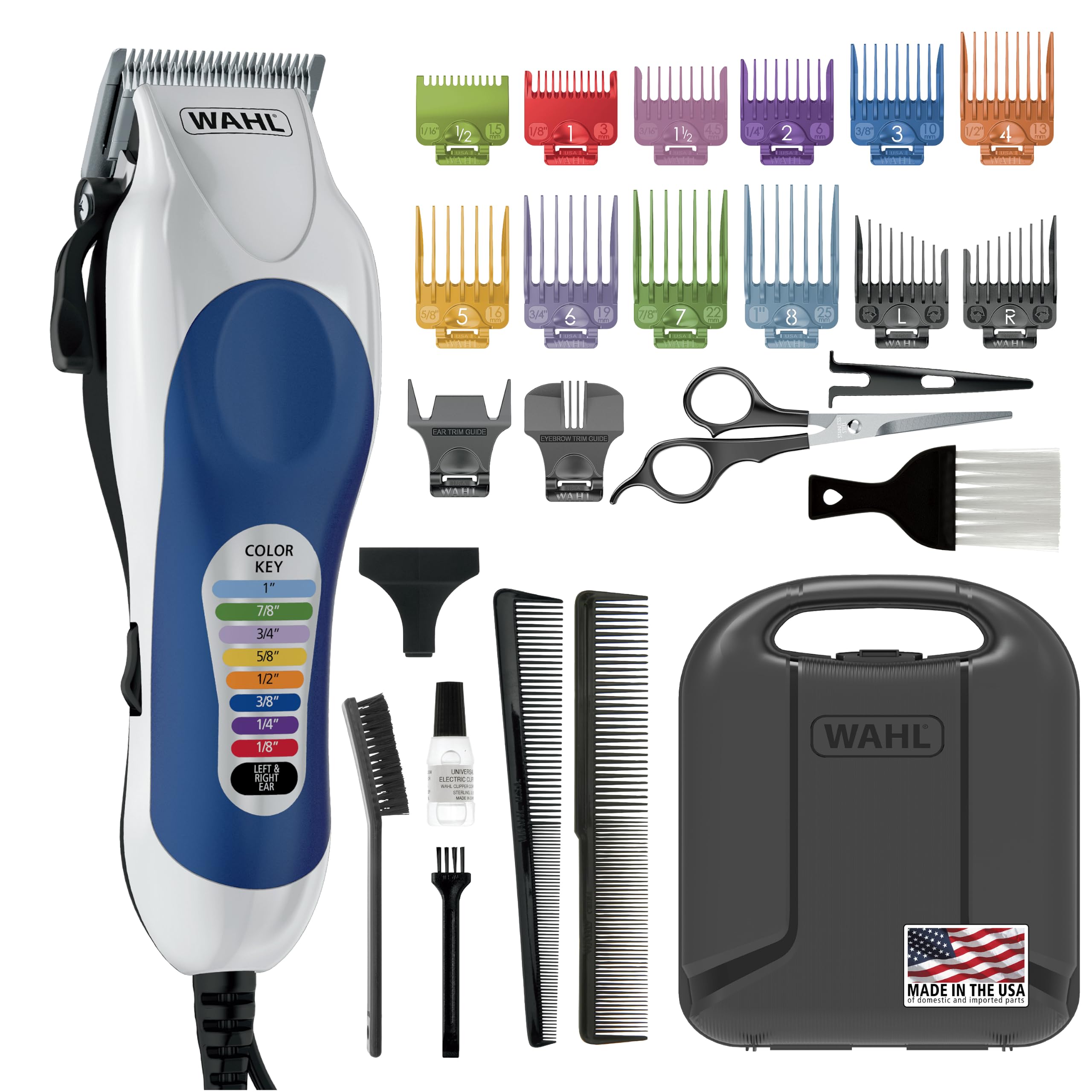 Wahl Clipper USA Color Pro Corded Haircutting Kit with Color Guide Combs | Color