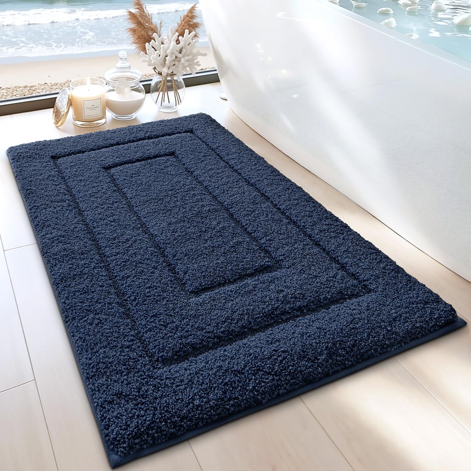 DEXI Bath Mat, 40 x 60 cm, Absorbent, Royal Blue