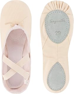 tanzmuster Ballet Shoes Girls and Women - Charlie - Split Leather Sole - Ballet Slippers for Children and Adults - Dance Shoes for Ballet