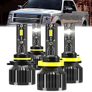 LED Headlight Bulbs Fit For DODGE RAM 1500 2500 3500 Without Projector 2009-2023,Toyota Prius 2010-2015 Light Bulbs,9005 H11 High Low Beams,Plug N Play,6000K White Light Bulbs,Pack of 4