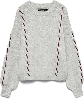 VERO MODA Vmilina LS O-Neck Handstitch Pullover Sweater for Women