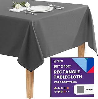 Gee Di Moda Rectangle Tablecloth - 60 x 102 Inch Charcoal Table Cloth for 6 Foot Rectangle Tables - Heavy Duty Washable Fabric - for Holiday Party, Dinner, Weddings, Baby Shower & Events