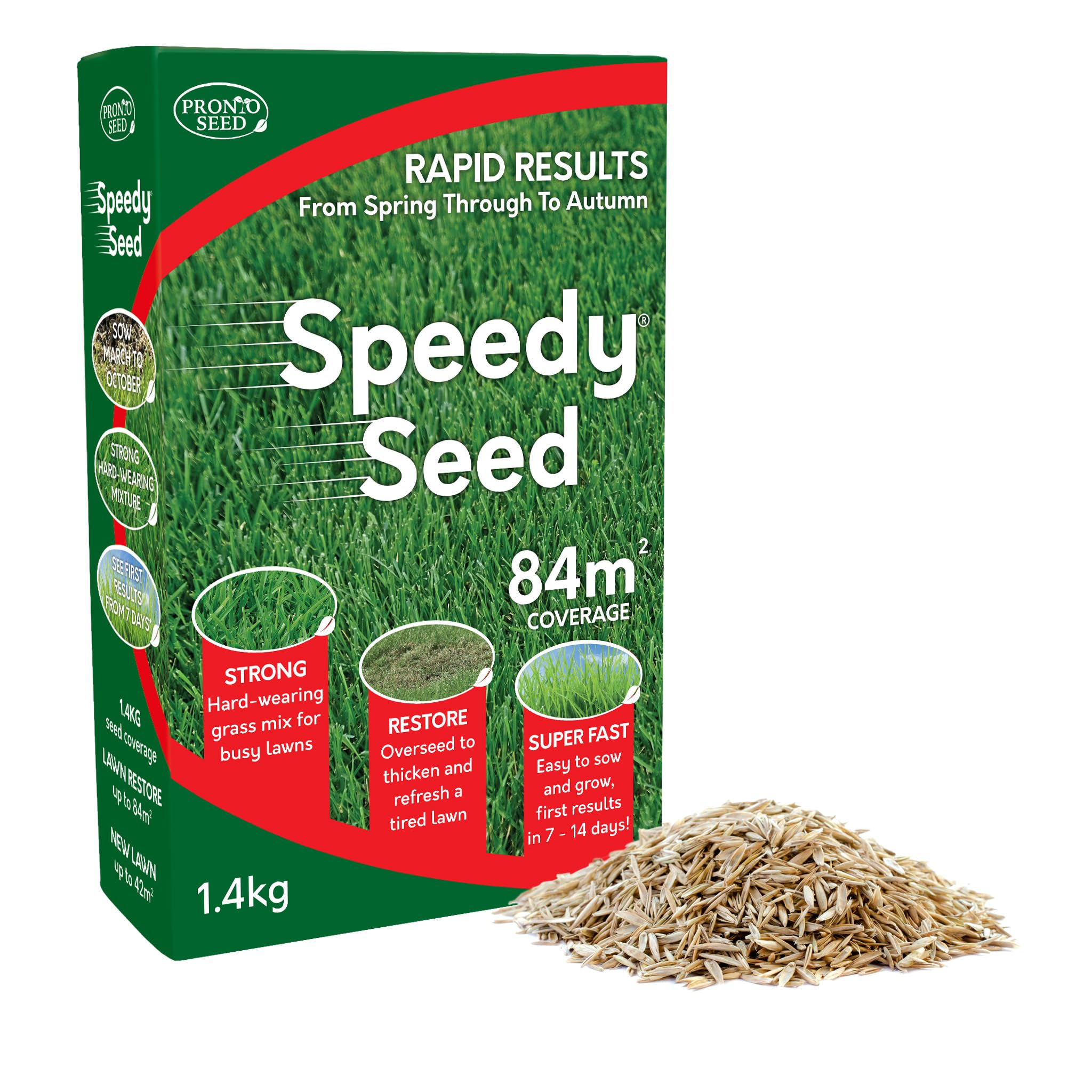 Pronto Seed Premium Grass Seeds 1.4kg - Covers 84m2 | Fast-growing, hard-wearing