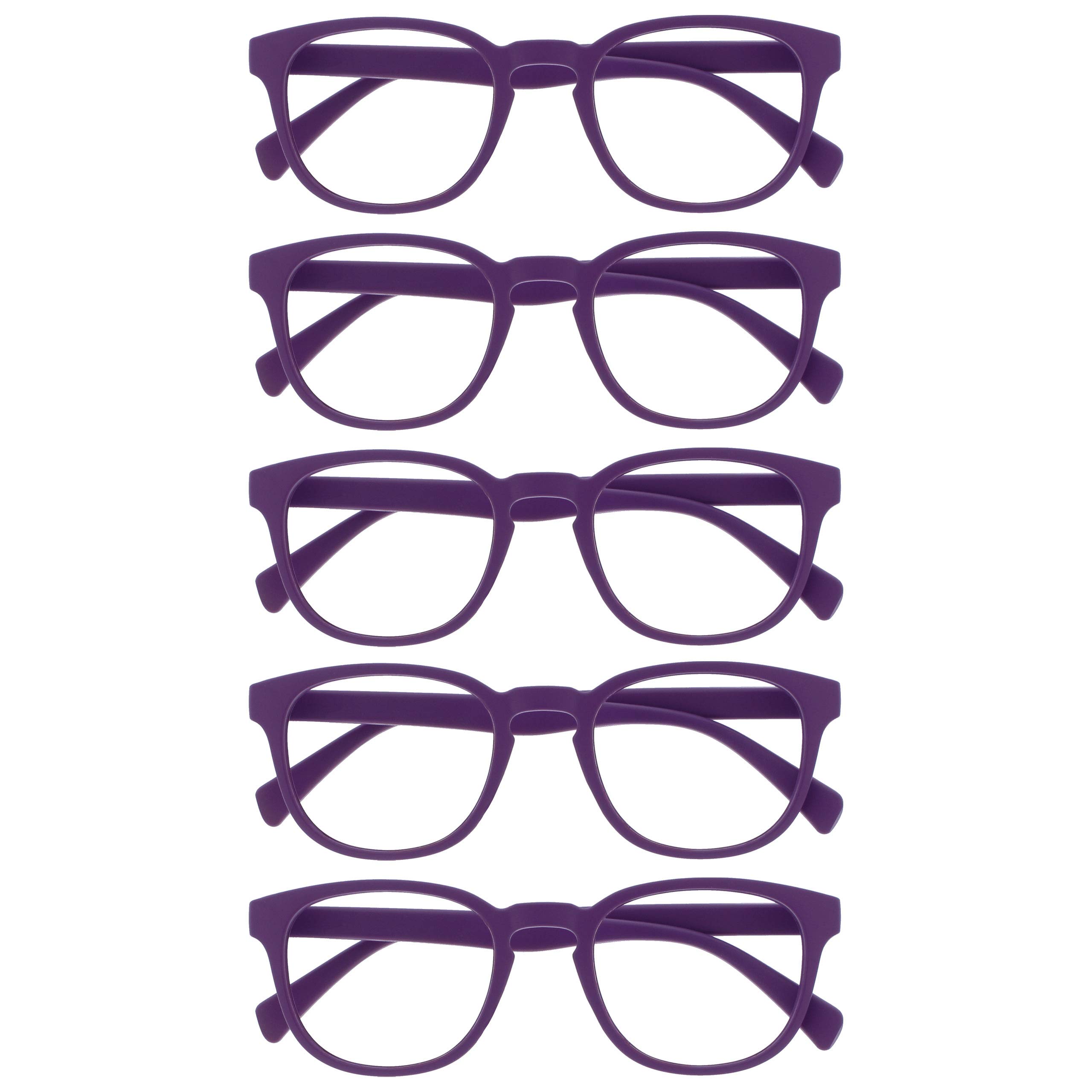 OPULIZE Pop 5 Pack Retro Round Purple Matte Smooth Men Women Reading Glasses Spr