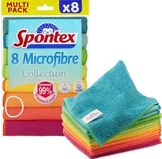 Spontex Microfibre Collection | Multi-Purpose Microfibre | 8 Microfibre Cleaning Cloths