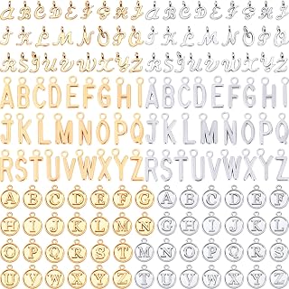 SANNIX Letter Charms, 156Pcs/6 Sets Alphabet ABC Letter Charms 3 Styles | Capital A-Z Charms, DIY Bracelet Necklace Pendants ,with 200Pcs Open Jump Rings for Jewelry Making, KC Gold & Antique Silver