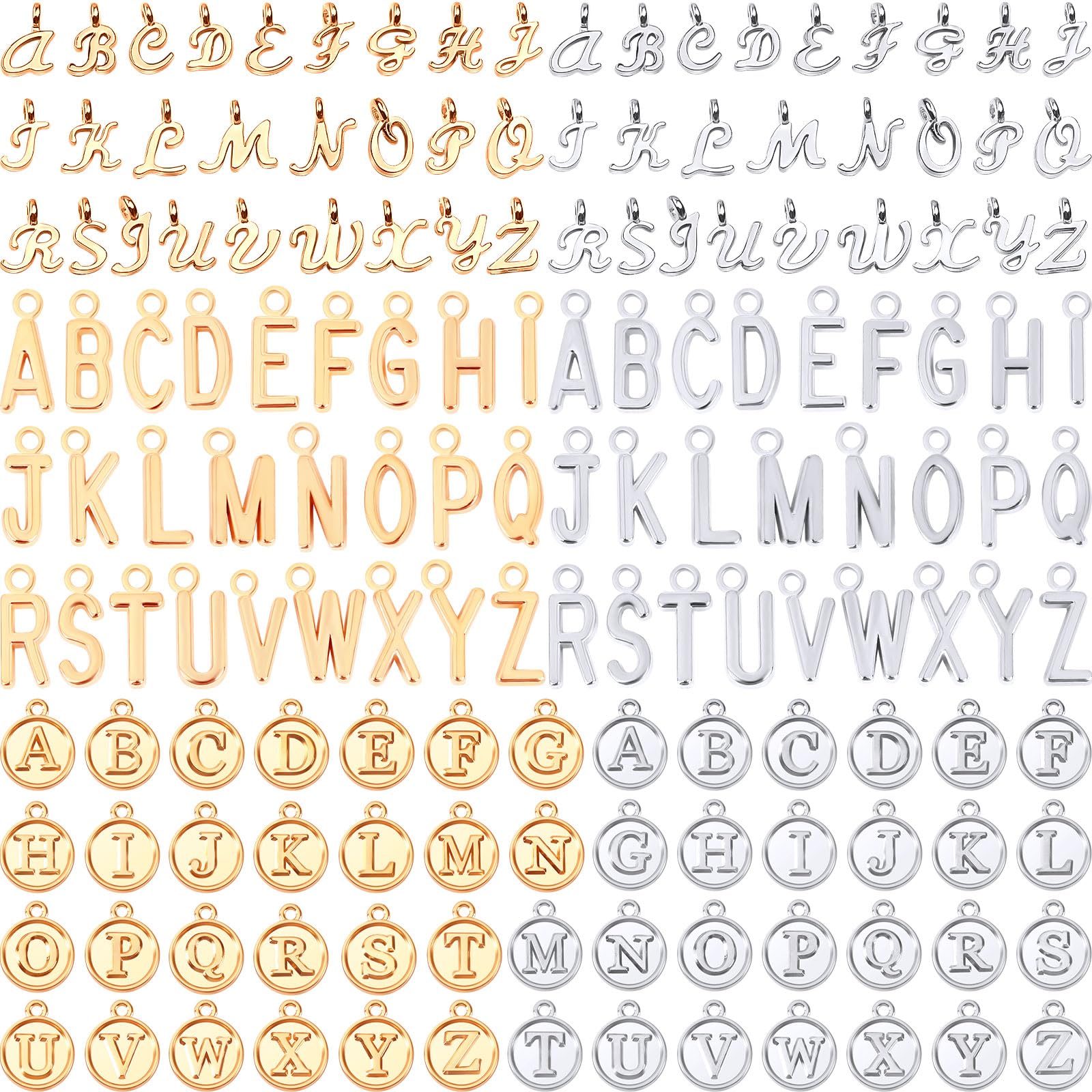 SANNIX Letter Charms, 156Pcs/6 Sets Alphabet ABC Letter Charms 3 Styles | Capita