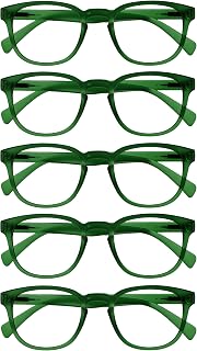 OPULIZE Pop Reading Glasses Pack of 5 Round Moss Green Matte Satin Spring Hinges Scratch Resistant Men Women RRRRR2-5 +3.50