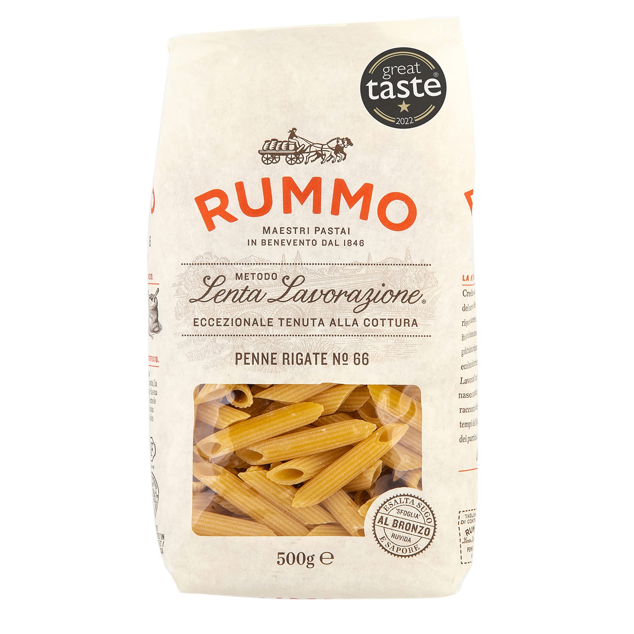 Rummo, Penne Rigate No. 66, Authentic Italian Pasta Made with Durum Semolina Whe