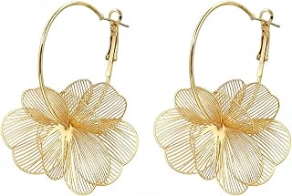 Boho Flower Dangle Earrings for Women,Trendy Floral Statement Drop Earrings, Lightweight Spring Summer Vacation Fashion Jewelry Gifts