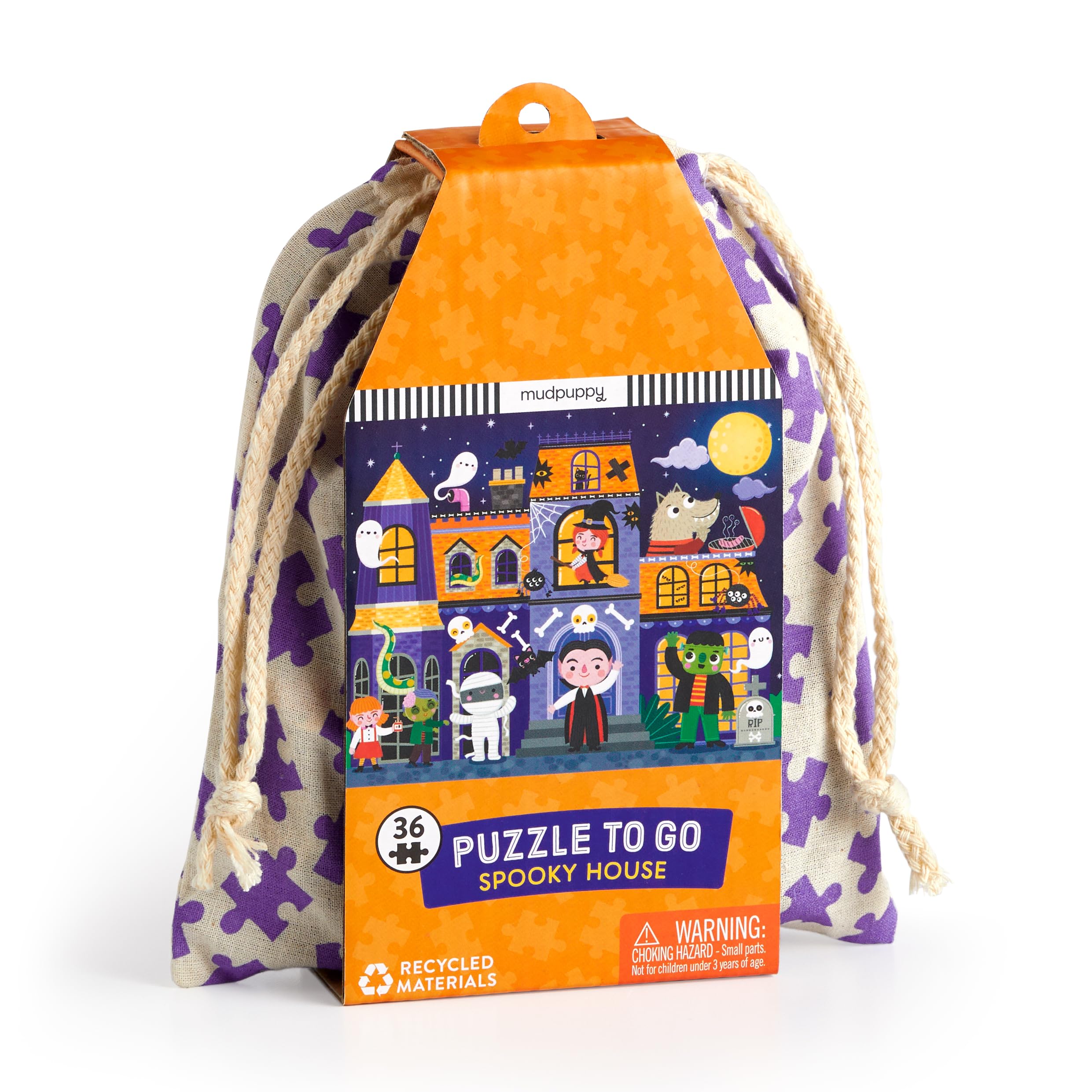 Mudpuppy - Spooky House 36 Piece Puzzle to Go for Kids | Ages 3-5, 4-6, Reusable