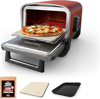 Ninja Woodfire Oven & Smoker, 8-in-1, Heats to 700°F, Terracotta Red, OO101 | 5 pizza styles, bakes & proofs at up to 700°F, fitting a 12" pizza or 6 chicken breasts