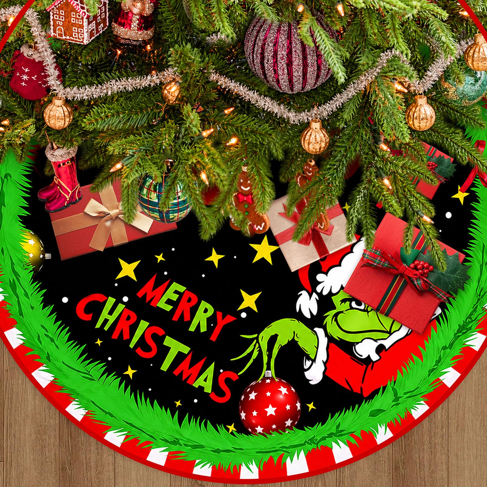 Christmas Tree Skirt 48 Inch, Soft and Funny Farmhouse Holiday Decor Xmas Christ