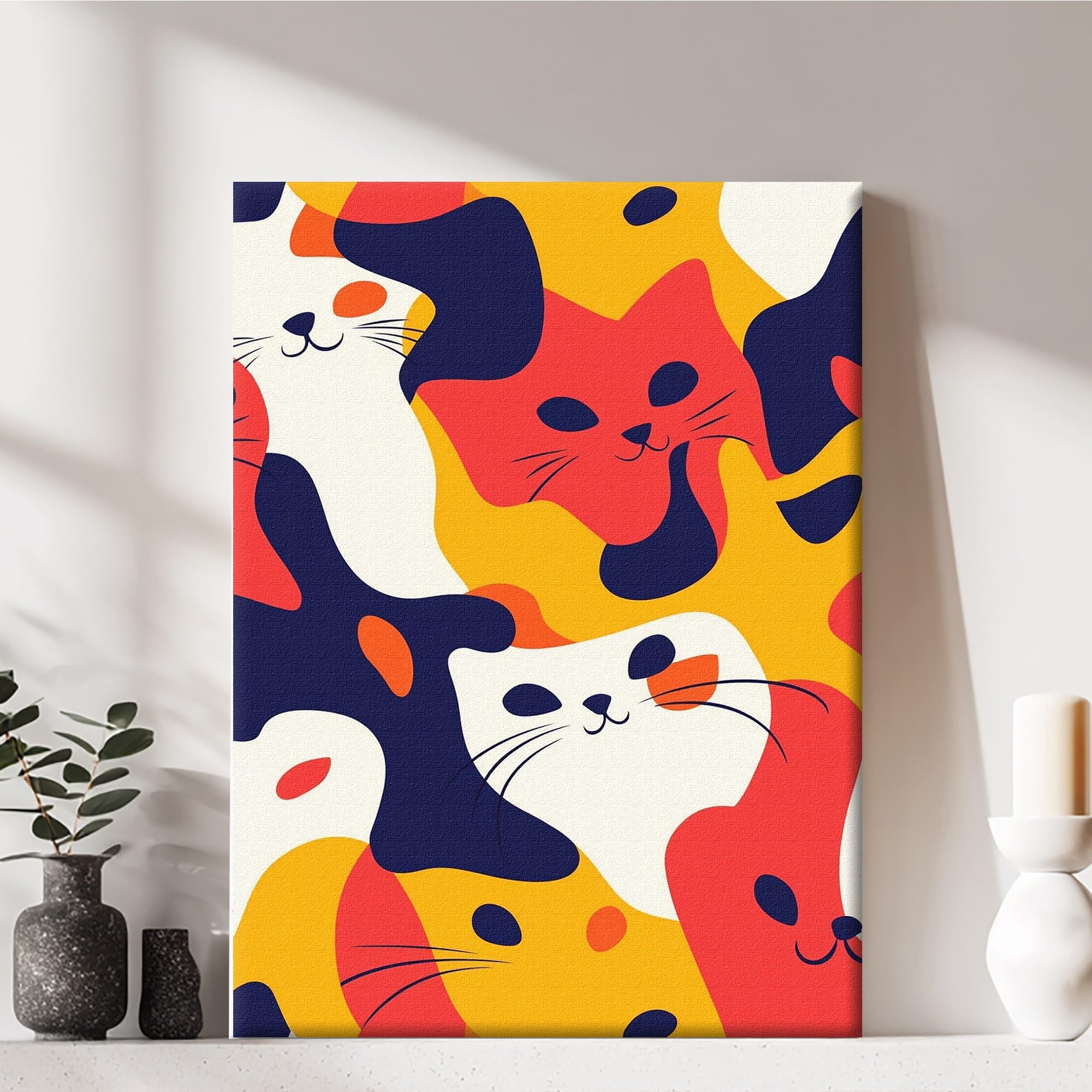 Framed Canvas Wall Art Prints Modern Ready to Hang Home Decor Cat Wall Hanging P