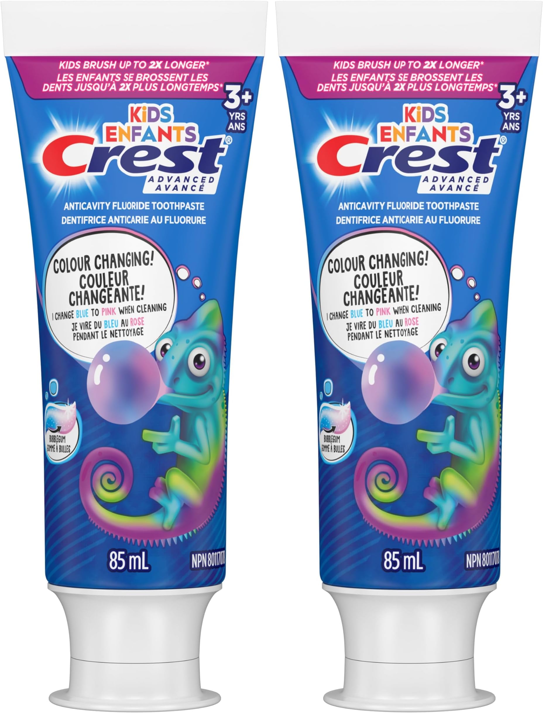 Crest Kid's Advanced Colour Changing Toothpaste, Bubblegum Flavour, Anticavity F