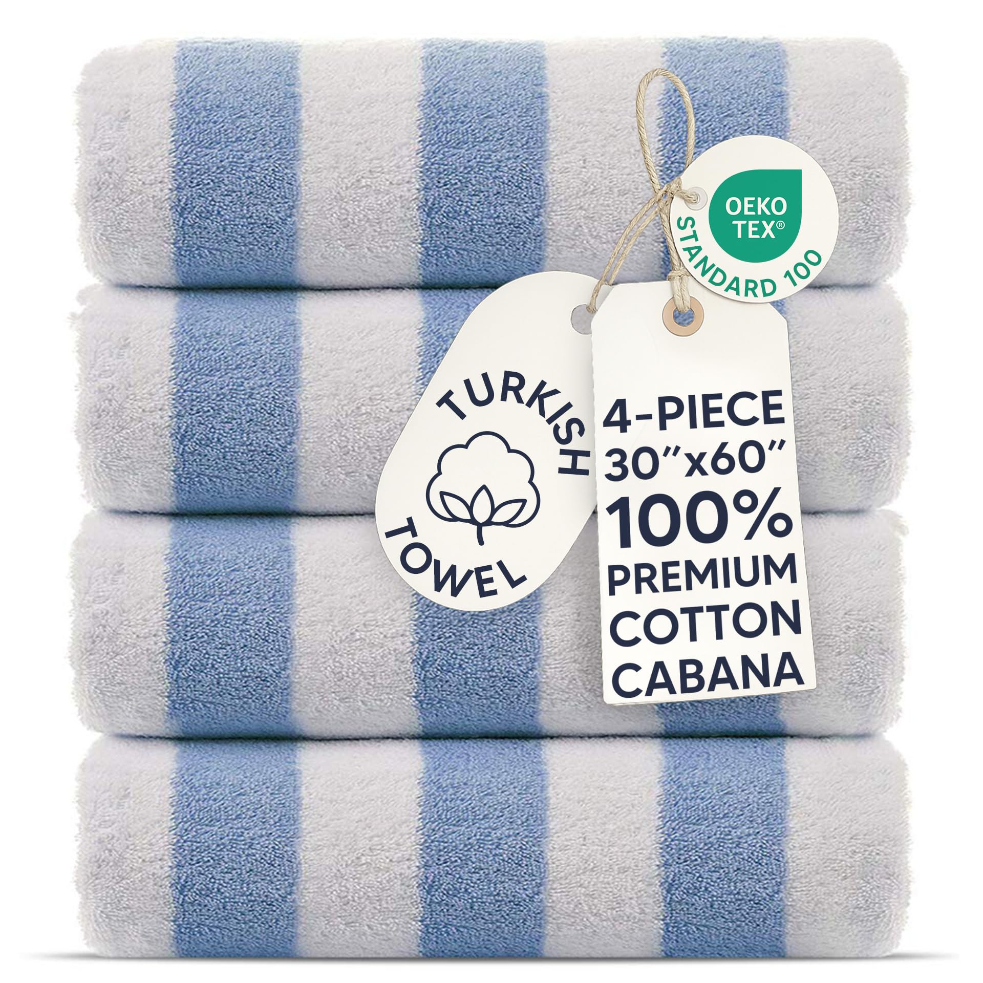 Chakir Turkish Linens Premium Quality 100% Cotton Turkish Cabana Thick Stripe Po