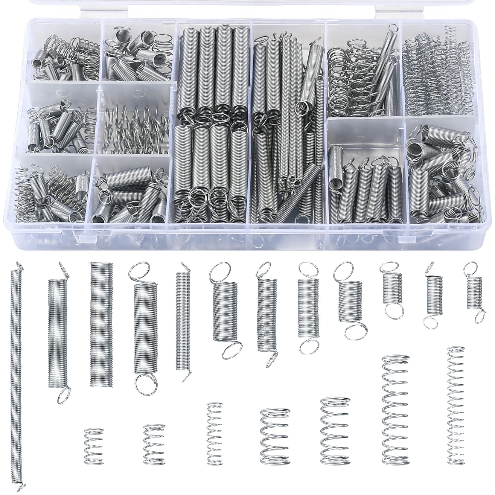 210 Pcs Compression Springs and Tension Springs Assortment Kit, Springs Assorted