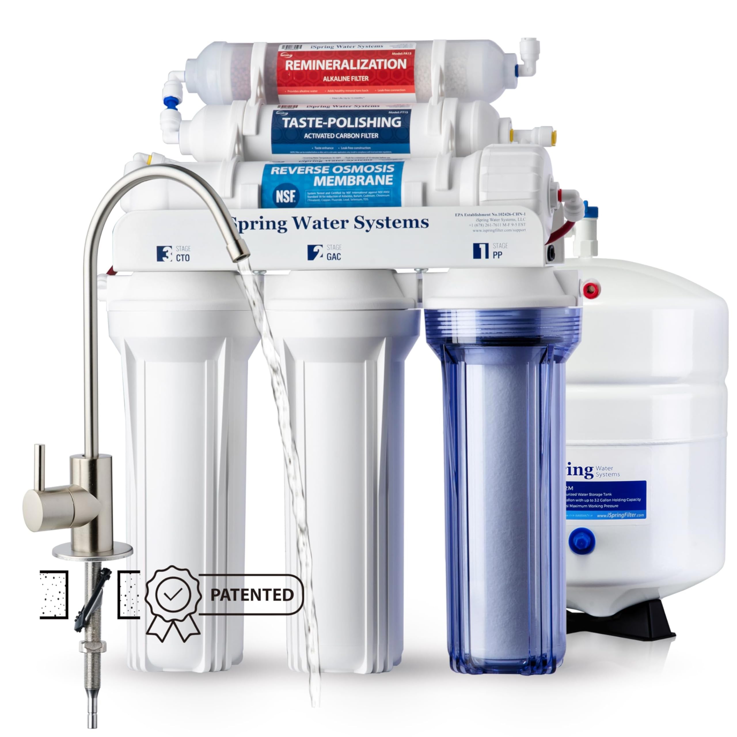 iSpring RCC7AK-BN NSF Certified, 75 GPD, Alkaline 6-Stage Reverse Osmosis System