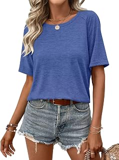 EADINVE Womens Half Sleeve T Shirts Crew Neck Summer Tops Fashion Tee Casual Basic Comfy Outfits Clothes