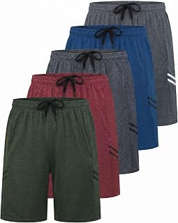 5 Pack Boys' Dry Fit Shorts Basketball Athletic Soccer Kids Youth Teens Gym