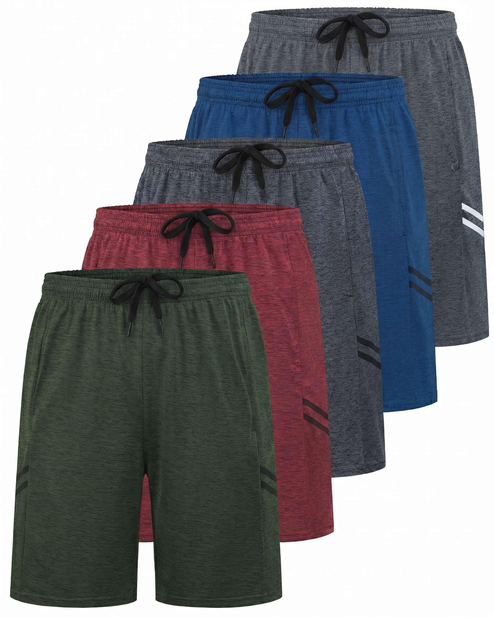 5 Pack Boys' Dry Fit Shorts Basketball Athletic Soccer Kids Youth Teens Gym