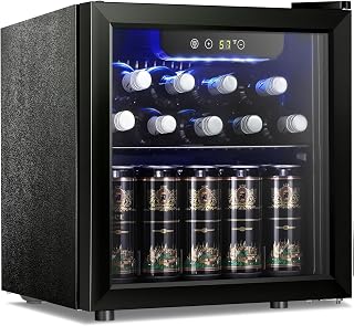 Antarctic Star Mini Fridge 12 Bottle 48 Can Beverage Refrigerator Cooler-with Glass Door for Beer Soda Drinks or Wine,Freestanding Beverage Fridge for Home and Bar,1.3 Cu. Ft.