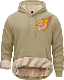 TACVASEN Men's Pullover Hoodie Thick Sherpa Lined Kangaroo Pocket Winter Windproof Warm Fleece Hoodie Athletic Sweatshirts