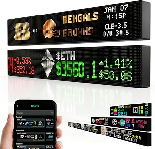Glance Scroll – Customizable Scrolling LED Ticker Display for Live Sports, Stocks, News & More, Sport Ticker Display for Man Cave, Stock Market LED Ticker Display, Made in USA (60 in x 6 in)